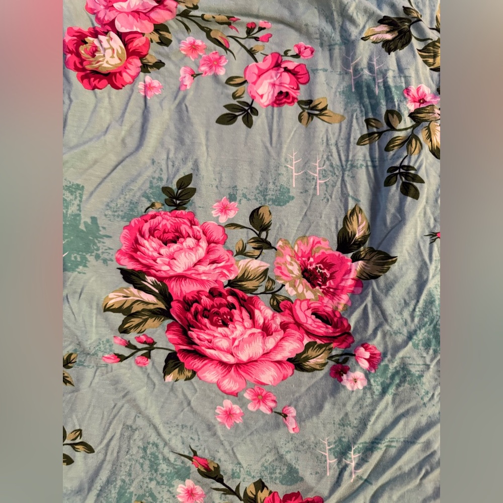 SOLD!!! Posh Peanut Teal and Pink Rose Changing Pad Cover for Baby
